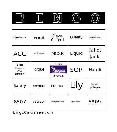 Pegasus Bingo Card