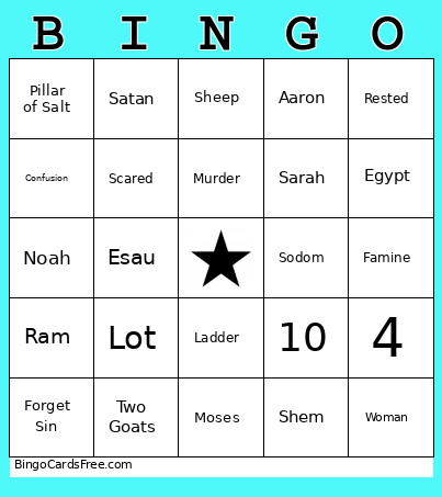Pentetuech Review Bingo Card
