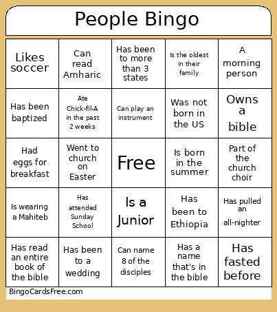 People Bingo Card