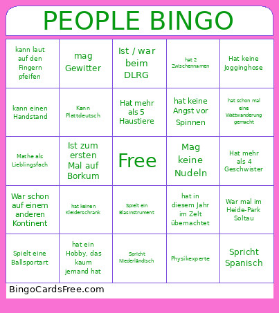People- Bingo Card