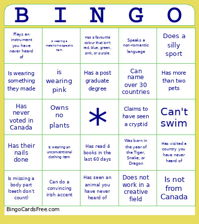 People Bingo Card