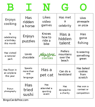 People Bingo Card