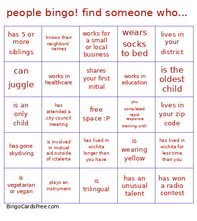 People ! Find Someone Who... Bingo Card