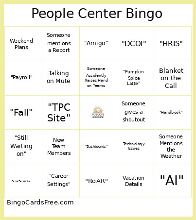 People Center Bingo Card