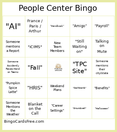 People Center Bingo Card