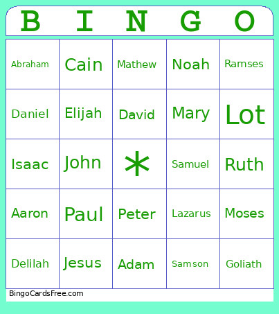 People Of The Bible Bingo Card