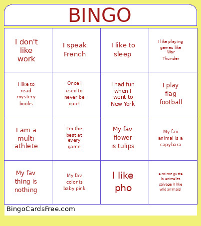 Per. 3 Bingo Card