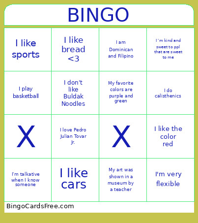 Per.4 Bingo Card