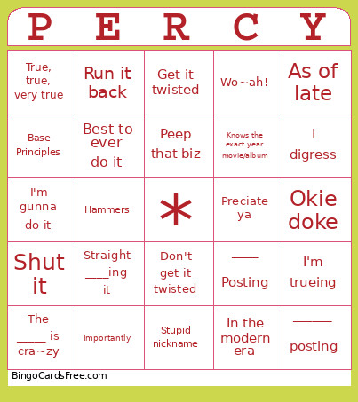 Percy Bingo Card