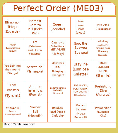 Perfect Order (ME03) Bingo Card