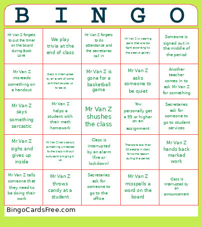 Period 3 Bingo Card