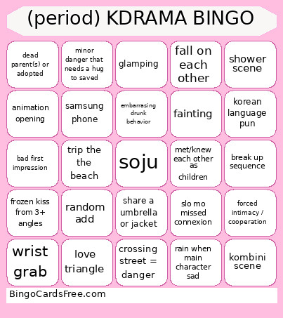 (period) KDRAMA Bingo Card