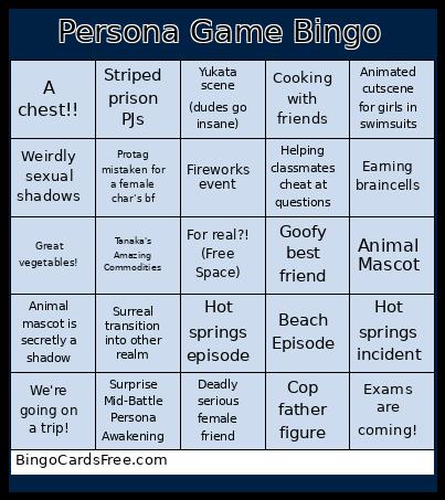 Persona Game Bingo Card