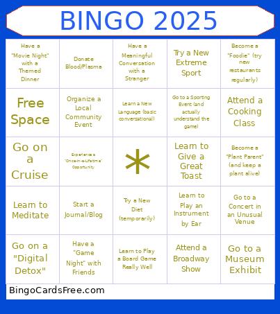 Personal 2025 Bingo Card