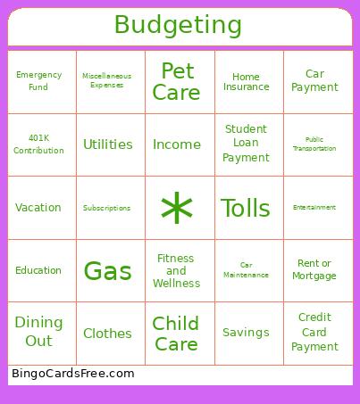 Personal Finance 2 Bingo Card