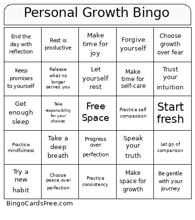Personal Growth Bingo Card
