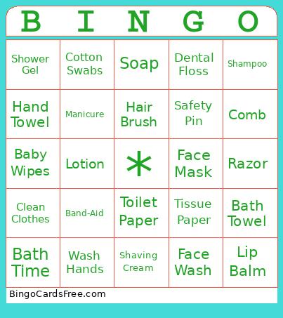 Personal Hygiene Bingo Cards Free Pdf Printable Game, Title: BINGO