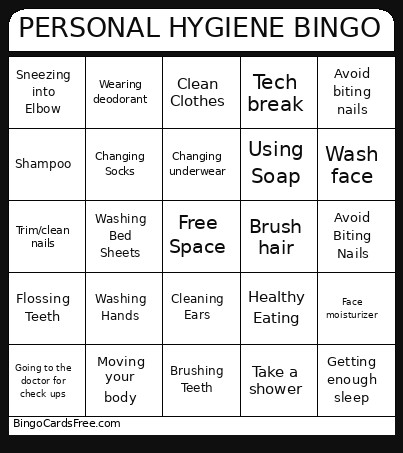 PERSONAL HYGIENE Bingo Card