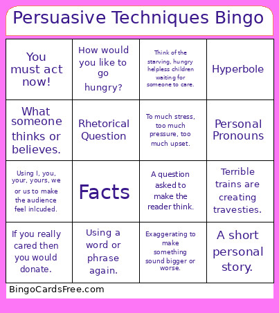 Persuasive Techniques Bingo Card