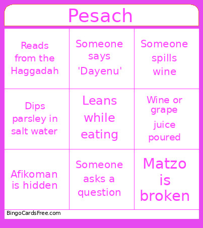 Pesach Bingo Card