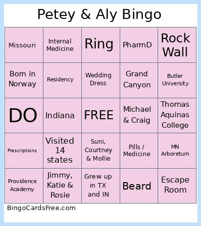 Petey & Aly Bingo