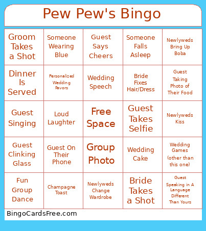 Pew Pew's Bingo Card