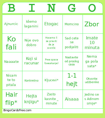 Pgzen Bingo Card