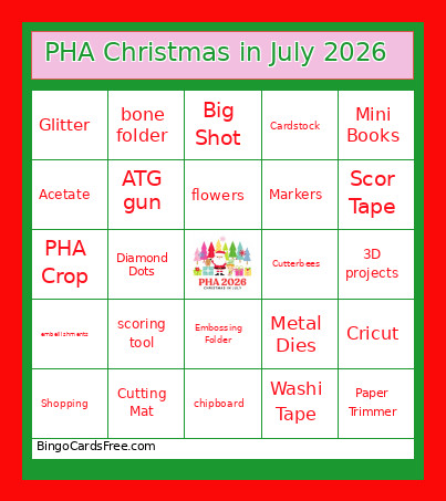 PHA Christmas In July 2026 Bingo Card