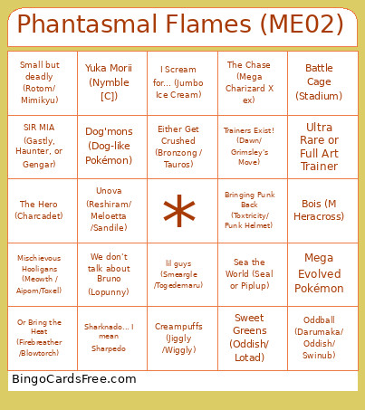 Phantasmal Flames (ME02) Bingo Card