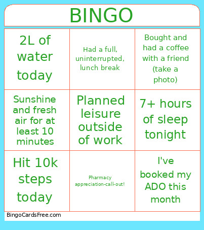 Pharm Bingo Card
