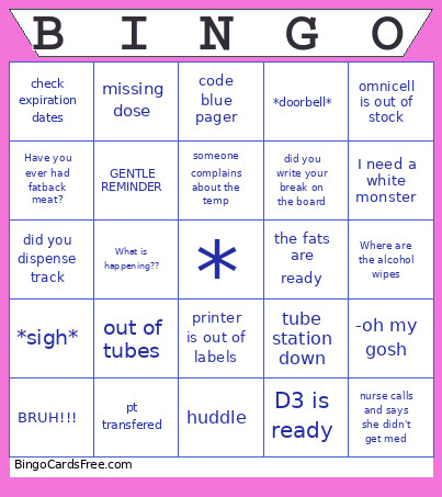 Pharmacy Week Fun Bingo Card