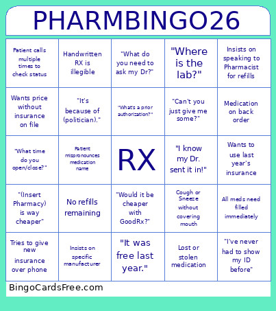 PHARM26 Bingo Card