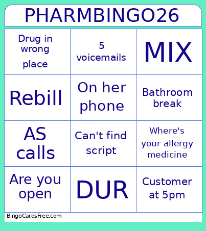 PHARM26 Bingo Card