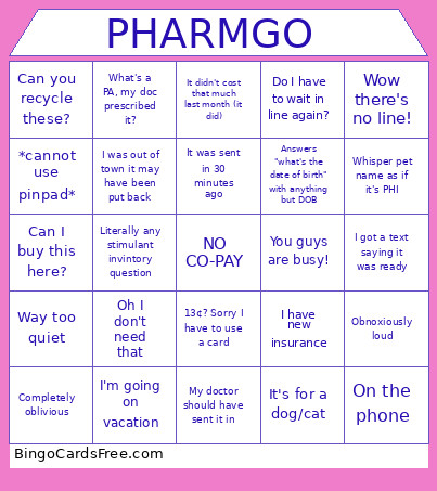 PHARMGO Bingo Card