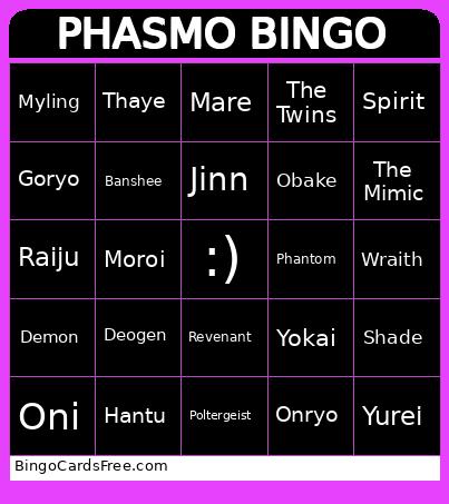 PHASMO BINGO