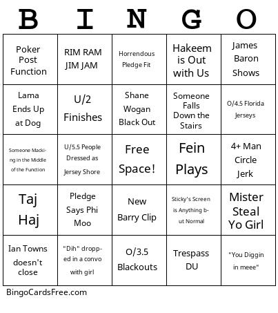 Phi Mu Social Bingo