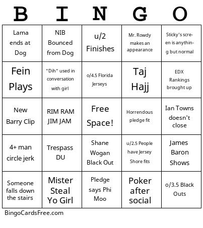 Phi Mu Social Bingo