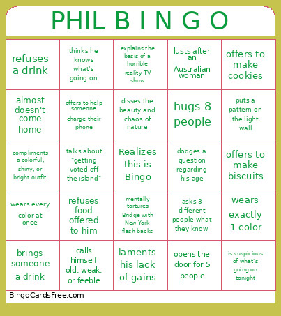 PHIL B I N G O Bingo Card