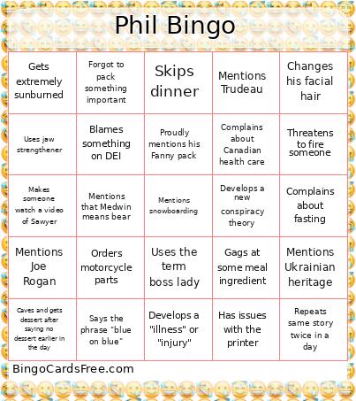 Phil Bingo Card