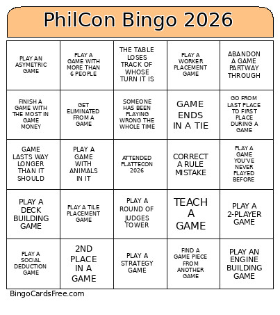 PhilCon 2026 Bingo Card