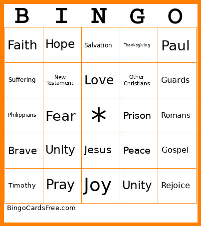 Philippians 1 Bingo Card