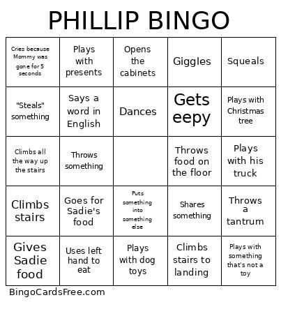 Phillip Bingo Card