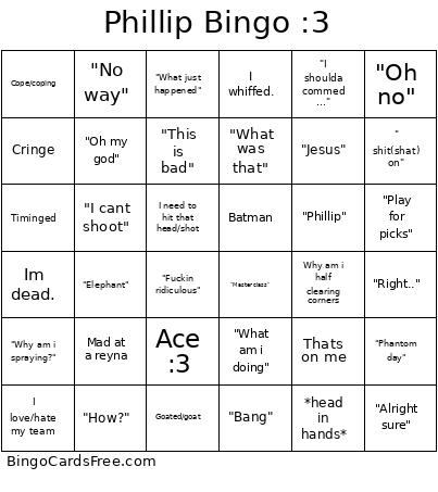 Phillip :3 Bingo Card