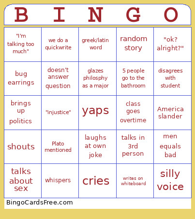 Philosophy Bingo Card