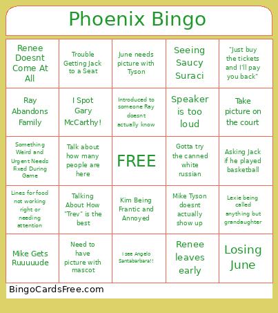 Phoenix Bingo Card