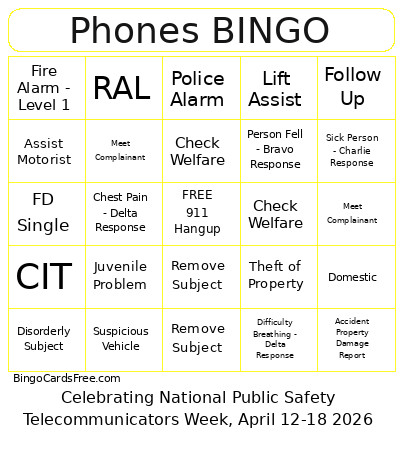 Phones Bingo Card