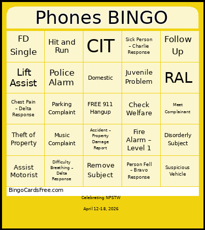 Phones Bingo Card