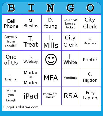 Phones Day Bingo Card