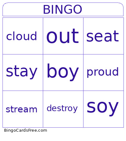 Phonics Bingo Card