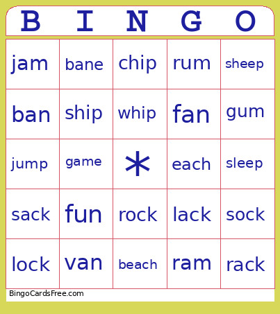 Phonics Lvl 0 Bingo Card